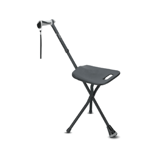 Bastón de aluminio ajustable con asiento.