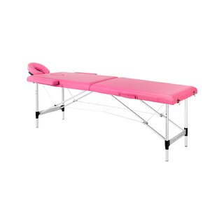 Camilla de masaje plegable Balance de aluminio de 2 piezas, color rosa.