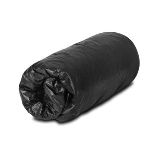 Funda de plástico desechable con banda elástica, color negro.
