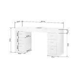 Mesa de manicura 324 con aspiradora de cassette blanca