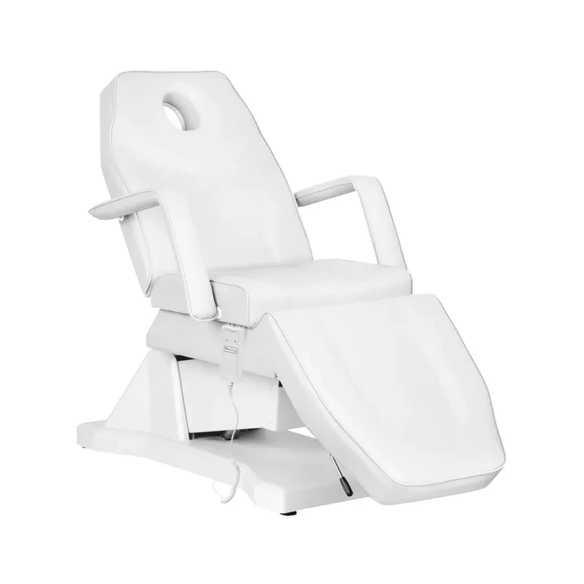 Sillón de belleza eléctrico con acolchado suave, color blanco, con 1 motor