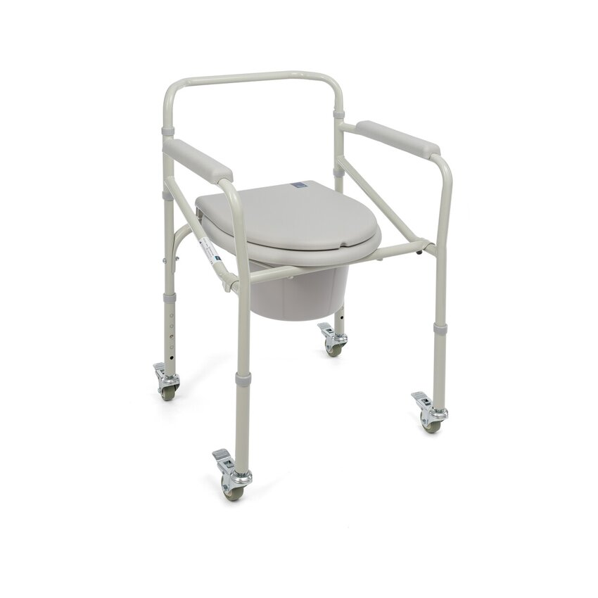 Silla de ducha plegable con función de inodoro – Ruedas con freno