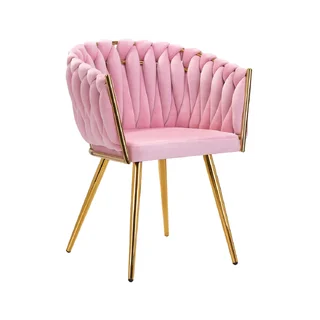 Silla de maquillaje de terciopelo 4Rico QS-GW06G - Rosa