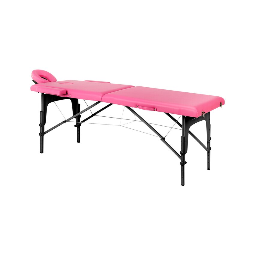 Camilla de masaje plegable Balance de madera, 2 piezas, rosa y negro.
