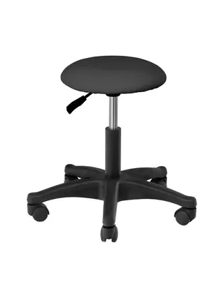Silla de trabajo redonda AM-312 – Taburete negro con ruedas para clínica de peluquería