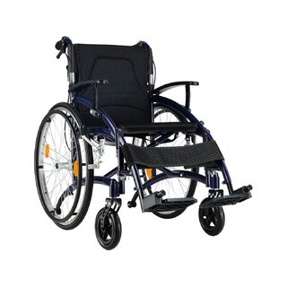 Silla de ruedas ligera ligera 12 KG Aluminio Premium, azul oscuro