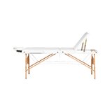 Camilla de masaje plegable Balance Lux de madera, 3 secciones, 190x70 cm, blanca.