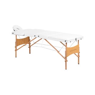 Camilla de masaje plegable Balance Lux de madera, 3 secciones, 190x70 cm, blanca.