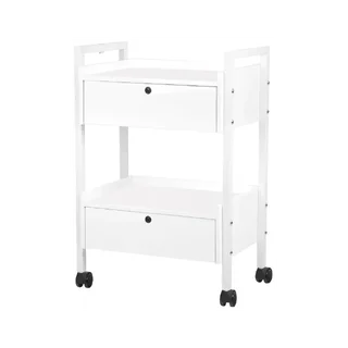 Carrito blanco con 2 cajones con cerradura - 1019