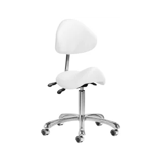 Taburete silla de montar blanco con 5 ruedas Giovani