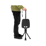 Bastón de aluminio ajustable con asiento.