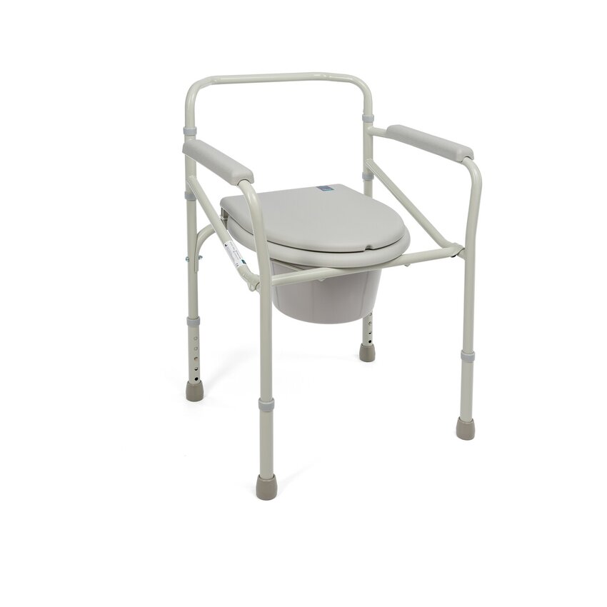 Silla de ducha plegable con función de inodoro.