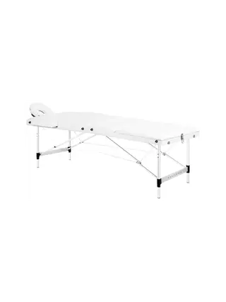 Camilla de masaje plegable de aluminio BALANCE, tres secciones - blanca
