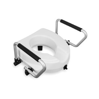 Asiento de inodoro elevado con reposabrazos plegables