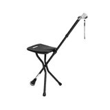 Bastón de aluminio ajustable con asiento.