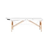 Camilla de masaje plegable Balance Lux de madera, 3 secciones, 190x70 cm, blanca.