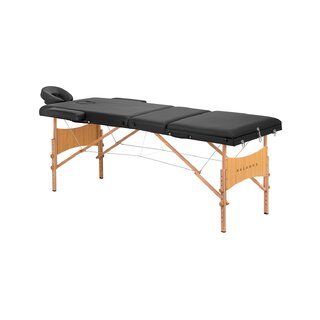 Camilla de masaje plegable Balance Lux de madera, 3 secciones, 190x70 cm, color negro.